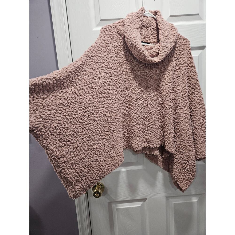 Romeo and Juliet Couture Popcorn Sweater Cowl Neck Rose Pink Size M Cape Shrug - Picture 4 of 8